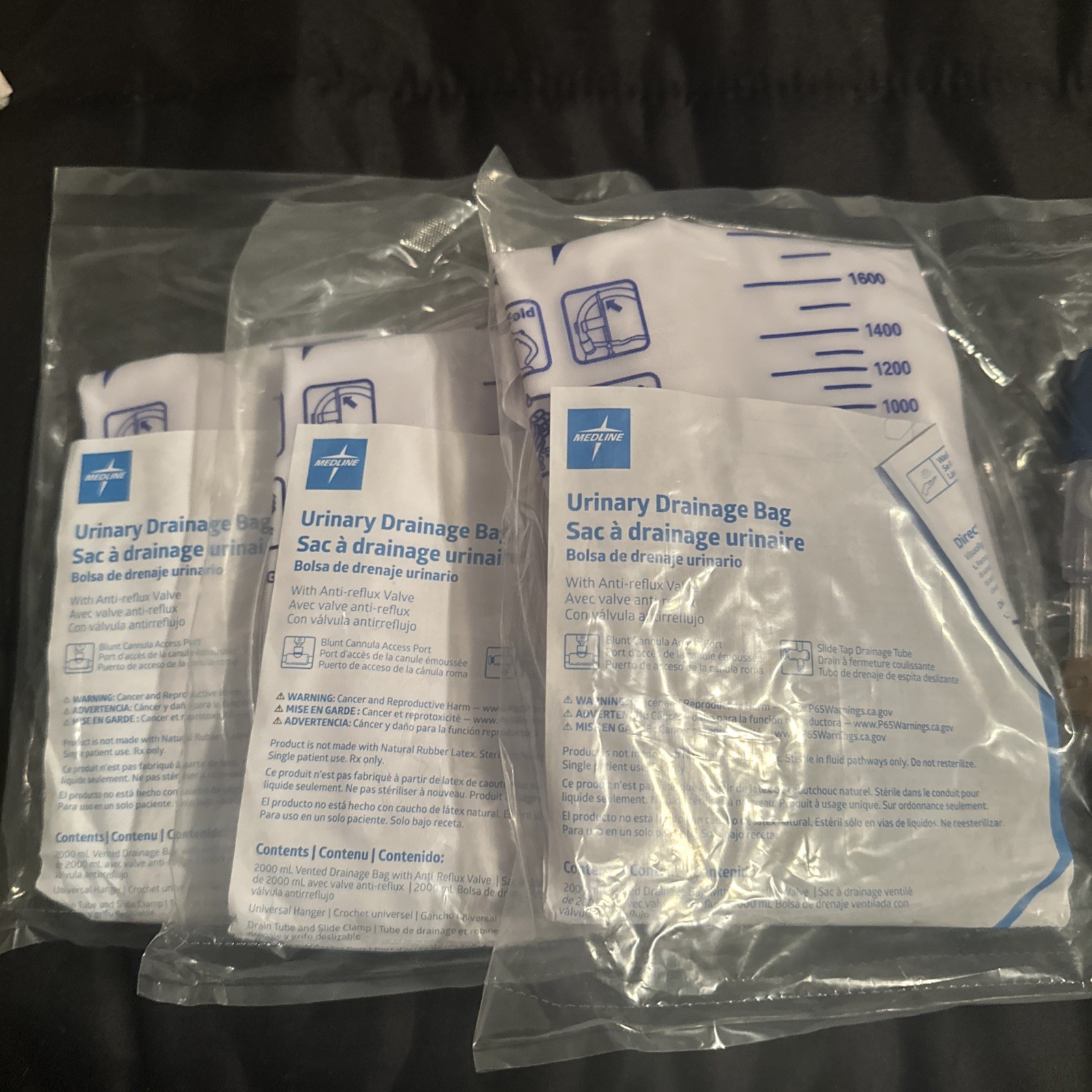 Medline Urinary Drainage Bag, 2000 ml Lot Of 3