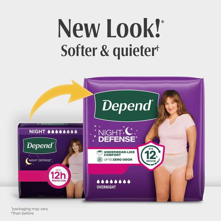 Depend Night Defense Incontinence Underwear for Women Large 56 Count