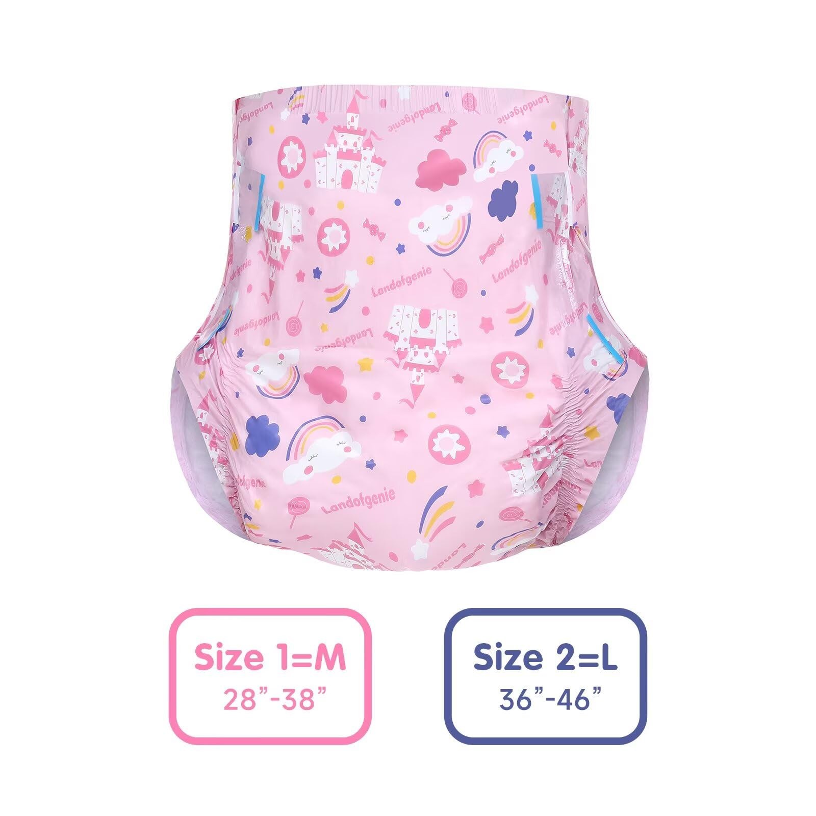 Landofgenie Adult Diapers Pink Printed Diaper Incontinence Underwear Large Ov…