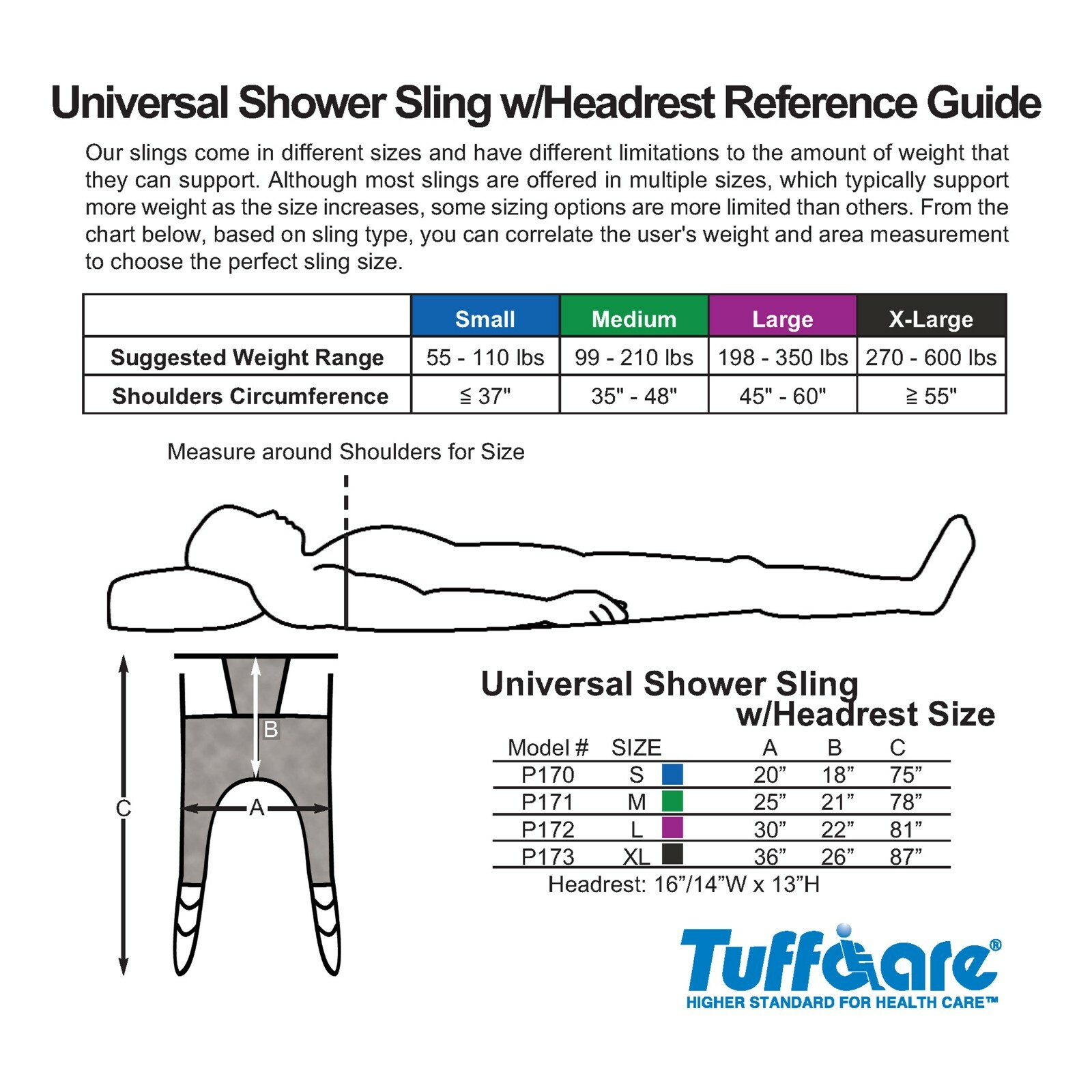 Tuffcare Universal Divided Leg Shower Commode Sling – Solid Fabric Polyester