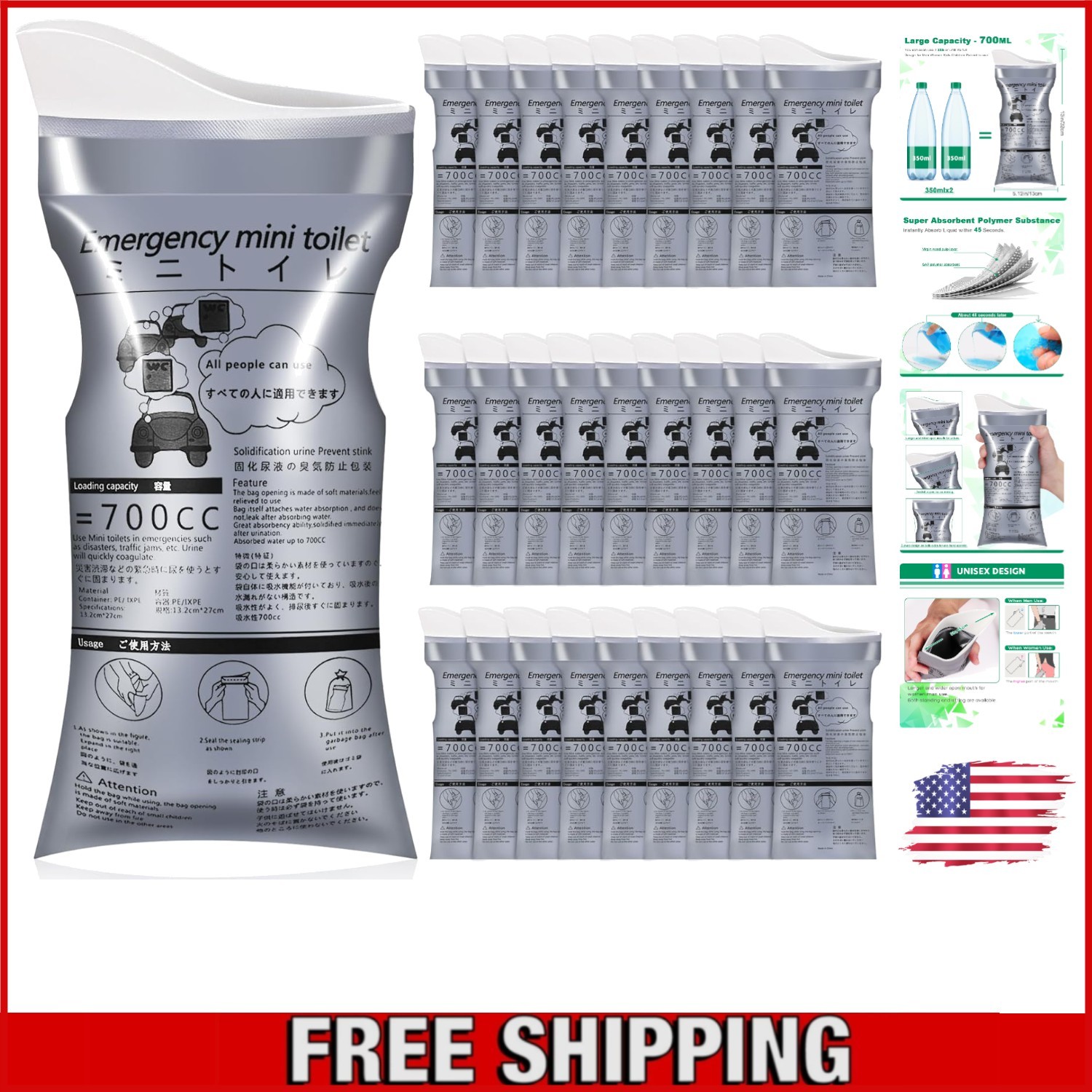 Emergency-Ready 700ml Pee Bags – Compact Urinal Solution for Travel/Traffic