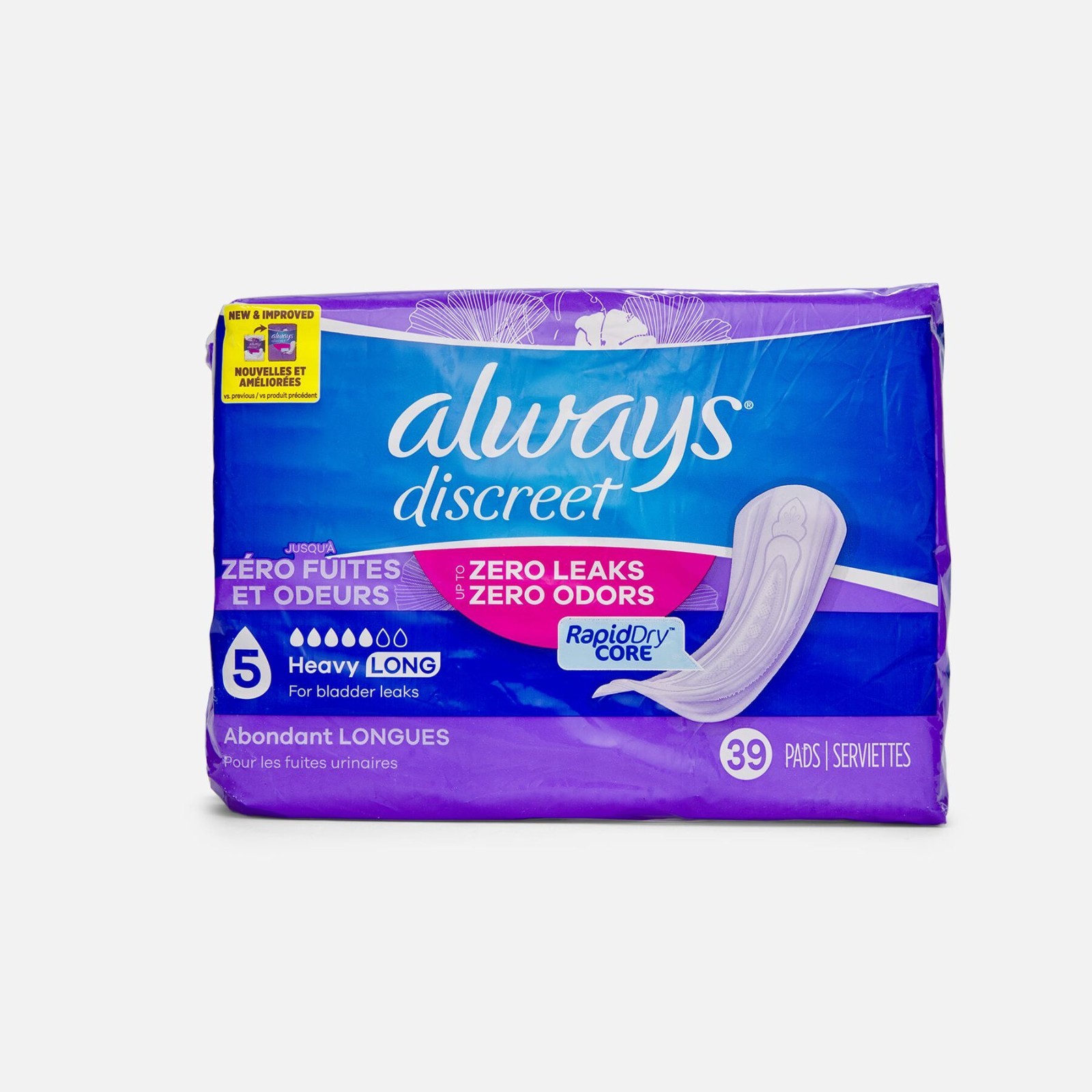 Always Discreet Heavy Incontinence Pads, Long, 39 ct. (2-Pack)