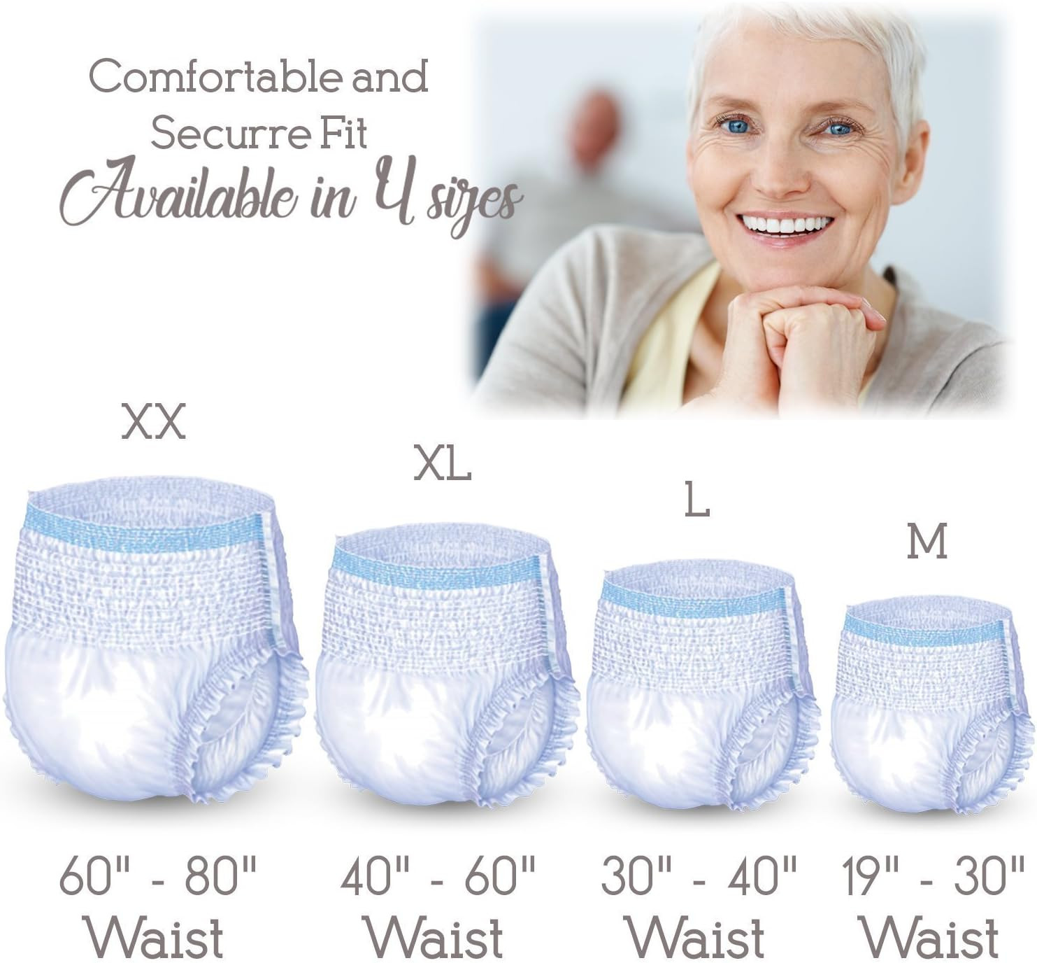 -Absorbent Underwear (Pull-Ups) Size Large (30″–40″ Waist), 14 Count, Made in US