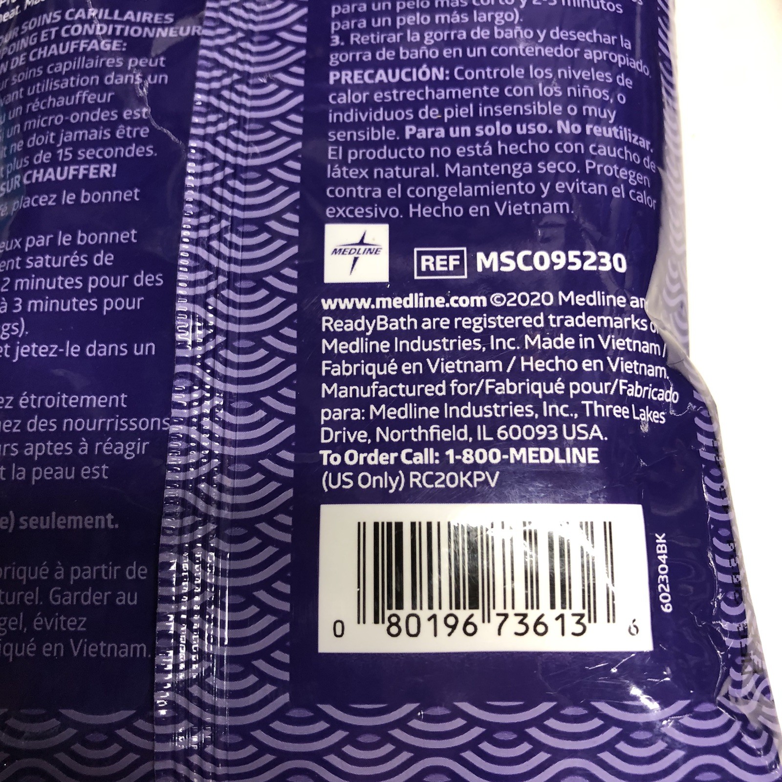 (Lot 3) MEDLINE Ready Bath Conditioning Shampoo Cap Scented Rinse-Free MSC095230
