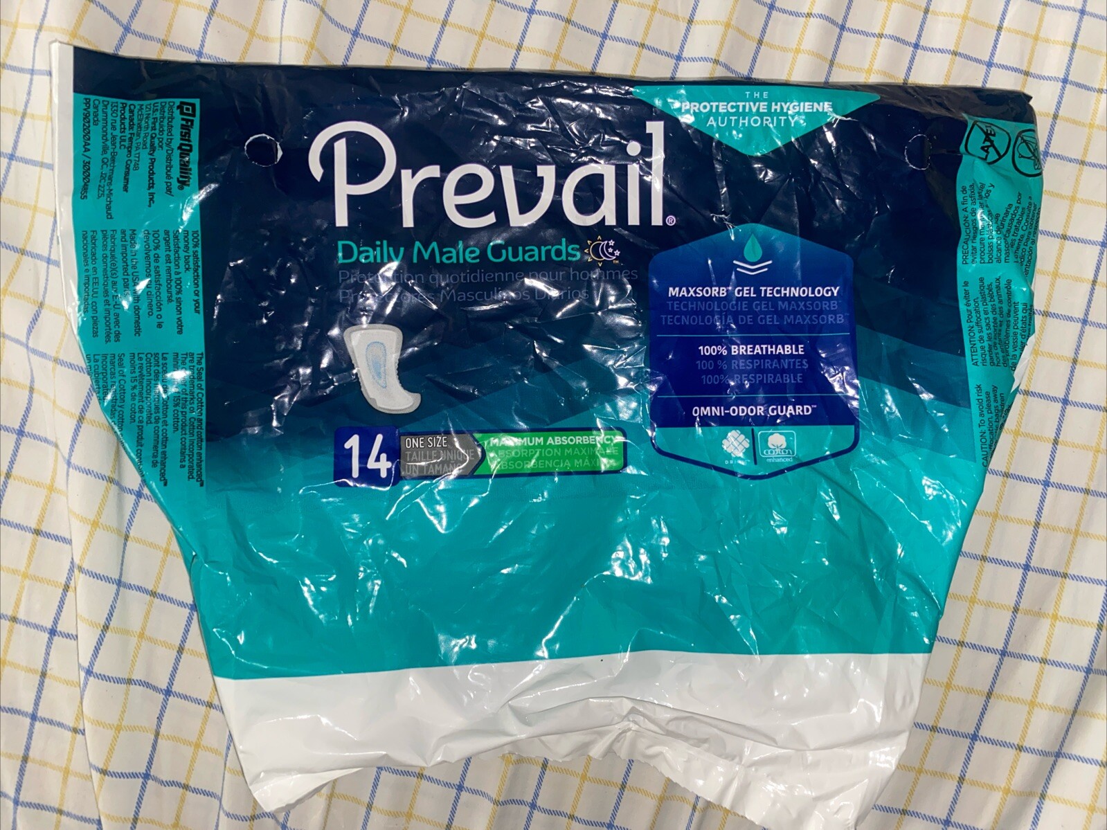 Prevail Daily Male Guards Maximum Absorbency 9 bags of 14 total of 126 Guards