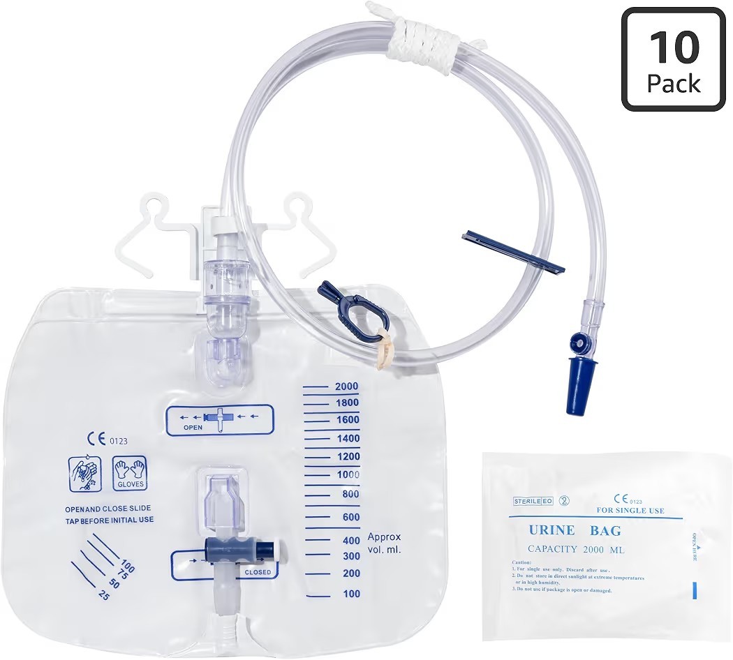 Urinary Drainage Bag 2000ml, 10 Pack Catheter Bags for Women and Men,
