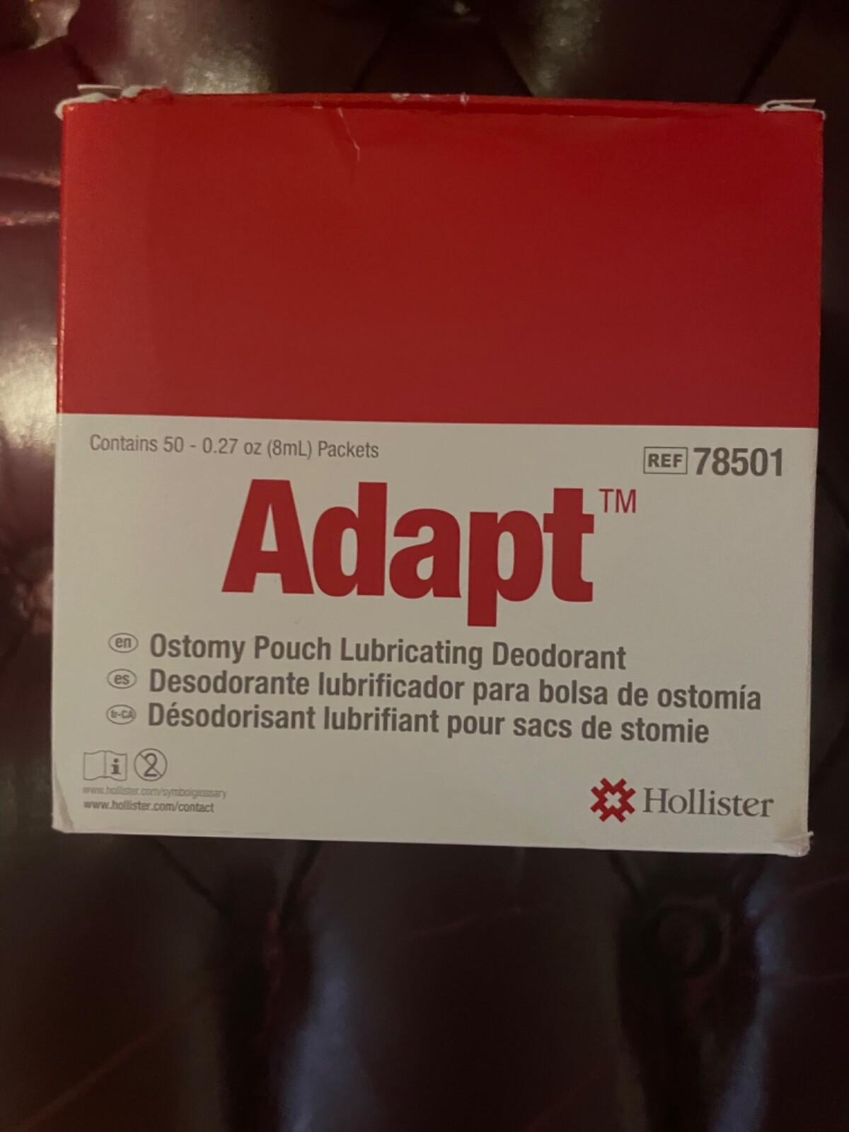 1 Box Of 30 Hollister Adapt 78501 Ostomy Lubricating Deodorant Packets Exp. 2028
