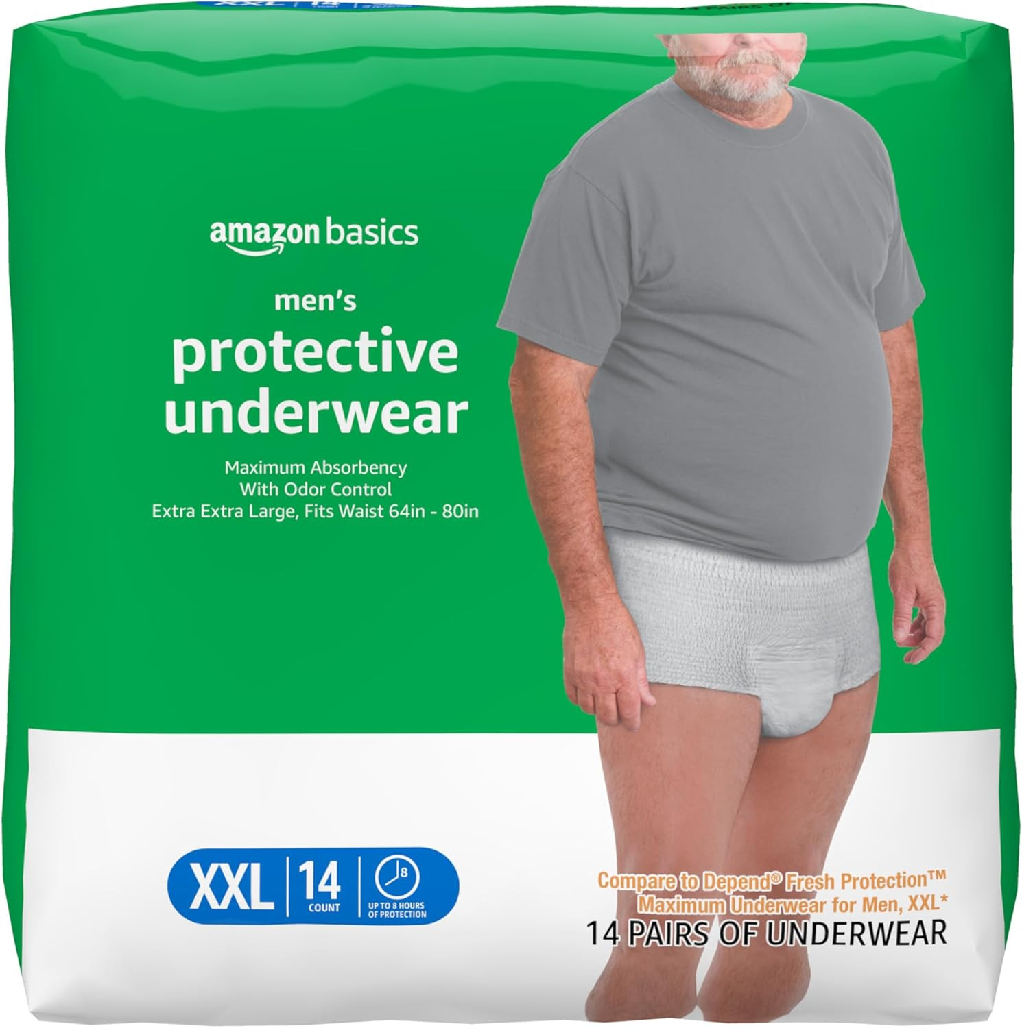 Amazon Basics Maximum Absorbency Incontinence Underwear for Men with Leak Protec