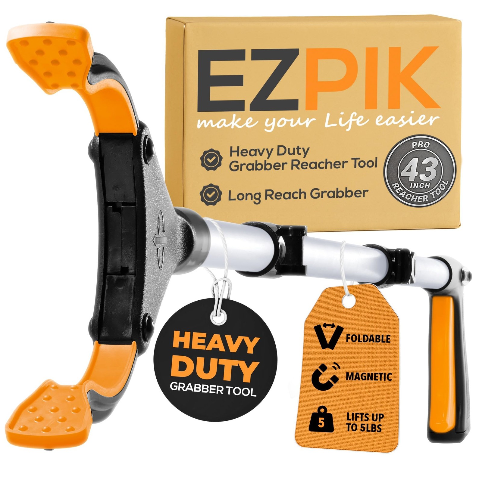 EZPIK Pro 43″ Foldable Grabber Reacher Tool for Seniors Grabbers for Elderly…