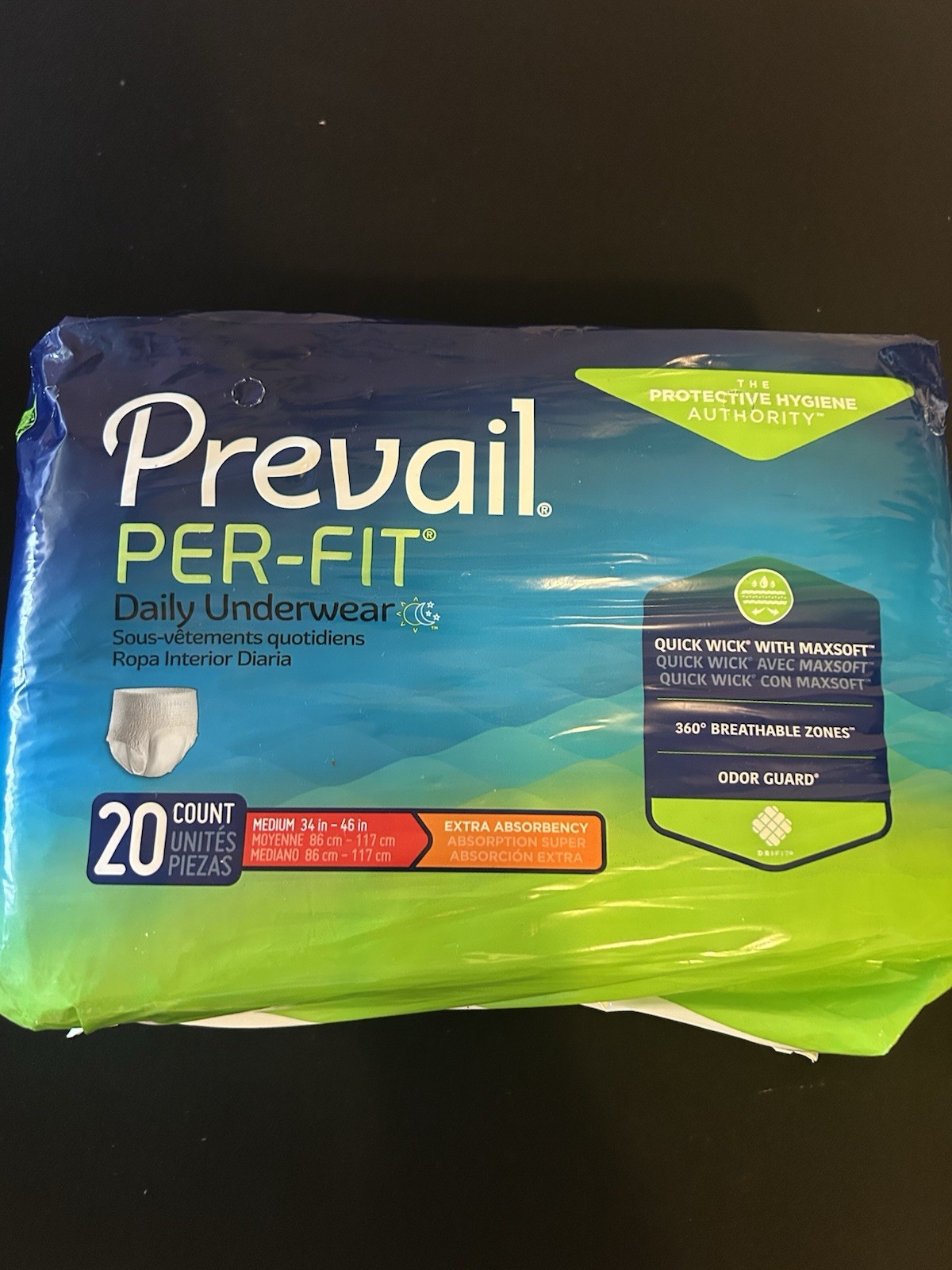 Prevail Per-Fit Unisex Incontinence Underwear – Medium Size, Bag of 20