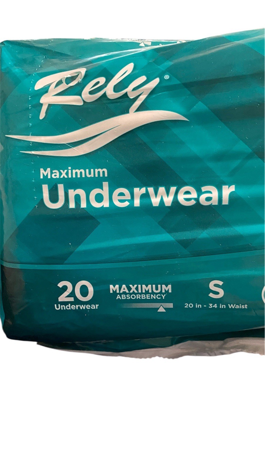 Rely Incontinence Briefs Maximum Underwear Small Size 20″ To 34″ Waist 20 Pack