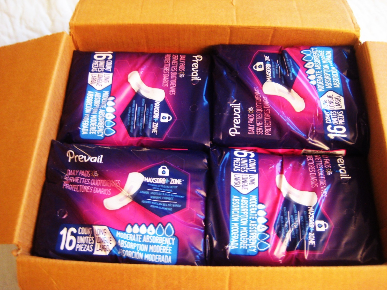 Lot Of 8 – 16 Count Prevail Daily Incontinent Pad 11″ Long Moderate Absorbency