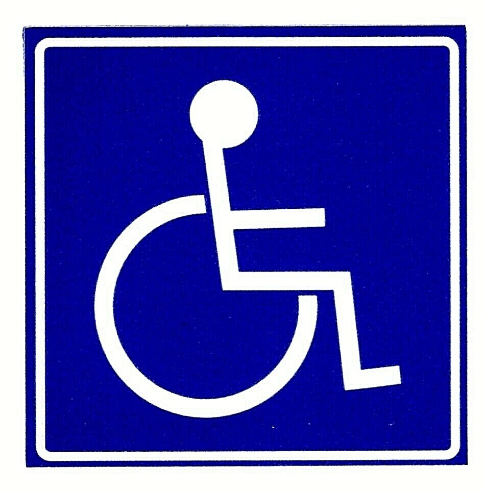 HANDICAPPED ACCESSIBLE – ADA DISABLED SYMBOL – 2″ x 2″ Highly Reflective Decal