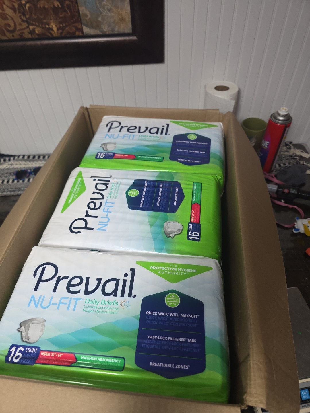 Prevail 6 Pk Box Nu-Fit Daily Briefs, Maximum Absorbency, Medium 32 – 44 Inch