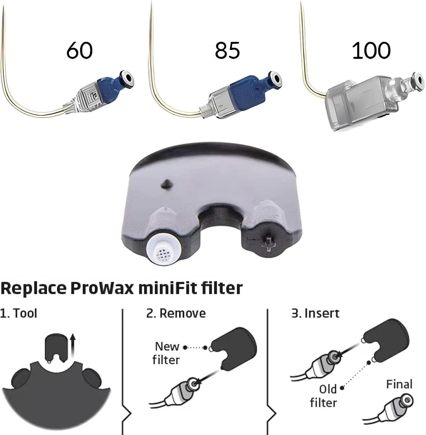 Oticon ProWax MiniFit Hearing Aid Filters – 3 Pack of 18 Durable Rubber Guards