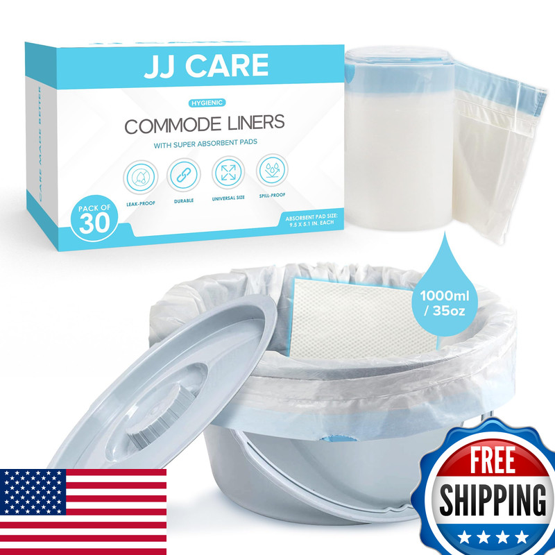 Jj Care Bedside Commode Liners Absorbent Pads – Pack Of 30 Commode Poop Bags