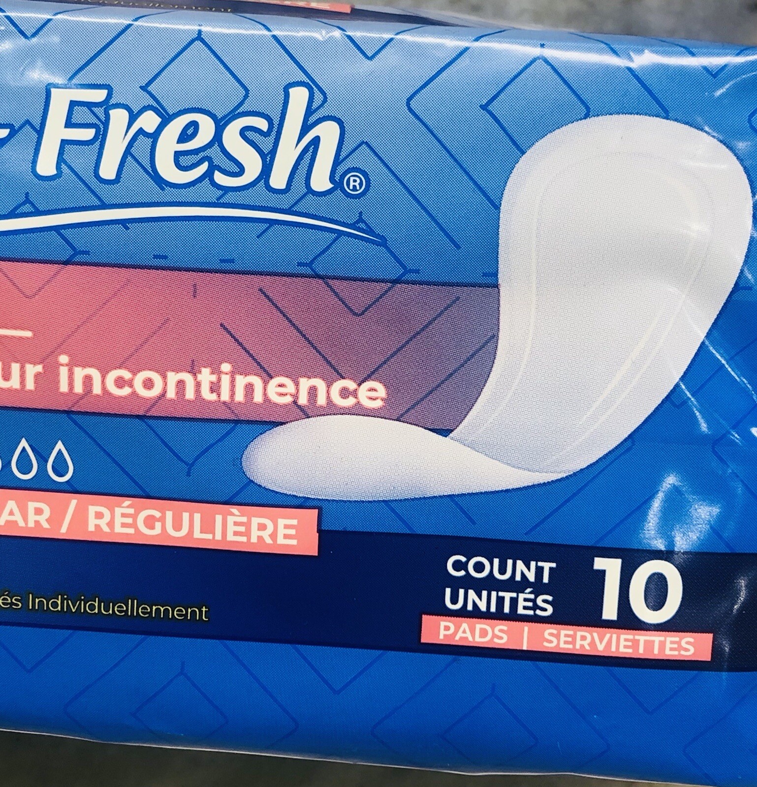 Sure & Fresh (10) Unsented Regular Bladder Pads. For Incontinence. Women’s.