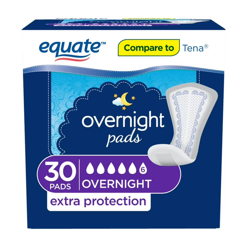 Equate Women’s Overnight Ultimate-Extra Coverage Incontinence Pads