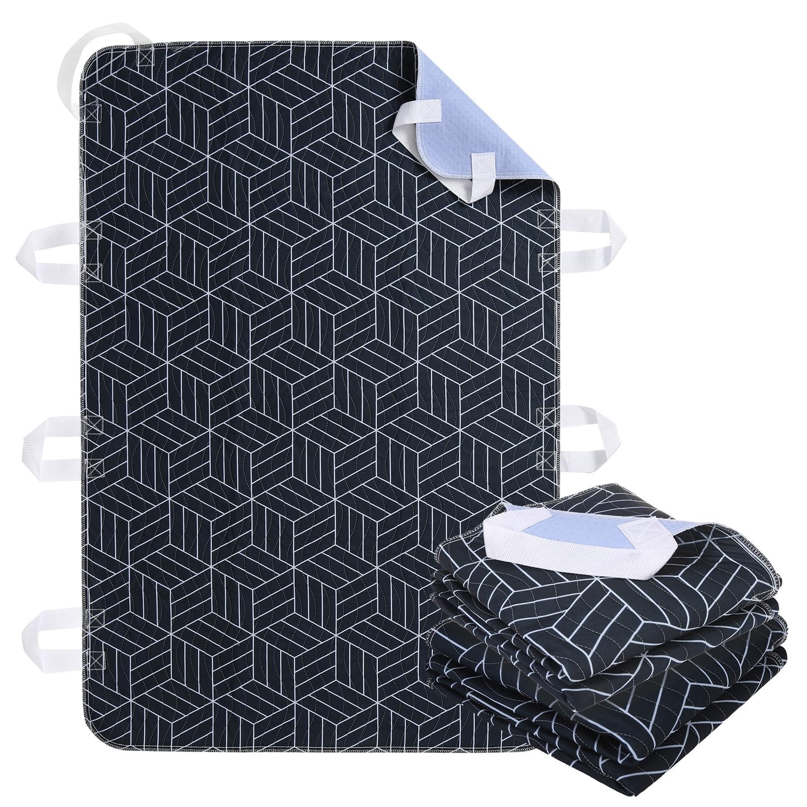 2 Pack Positioning Bed Pad 8 Handle Waterproof Washable Incontinence Navy