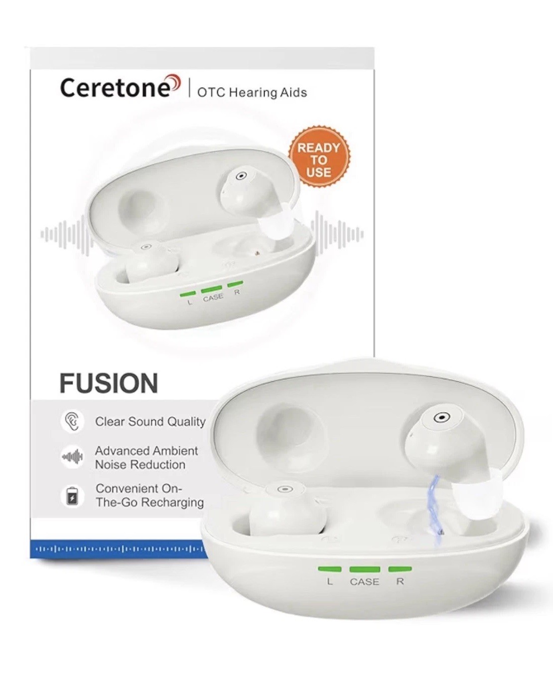 Ceretone®️ Fusion OTC Rechargeable Hearing Aids ~ Noise Reduction ~ Knowles