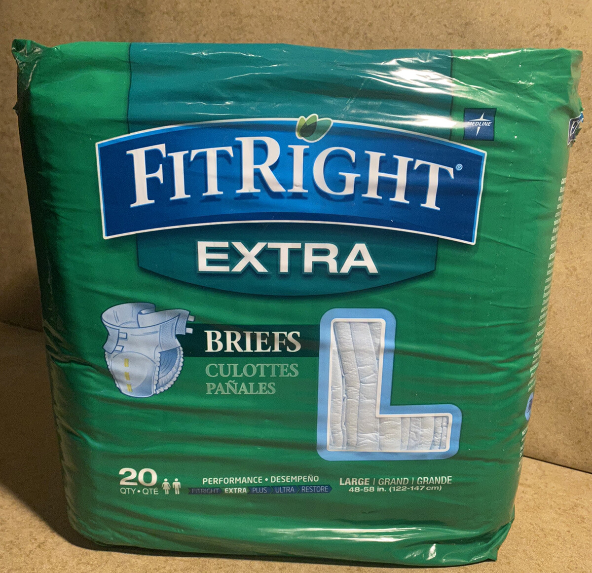 Medline FitRight Extra Briefs Size Large 20 Count