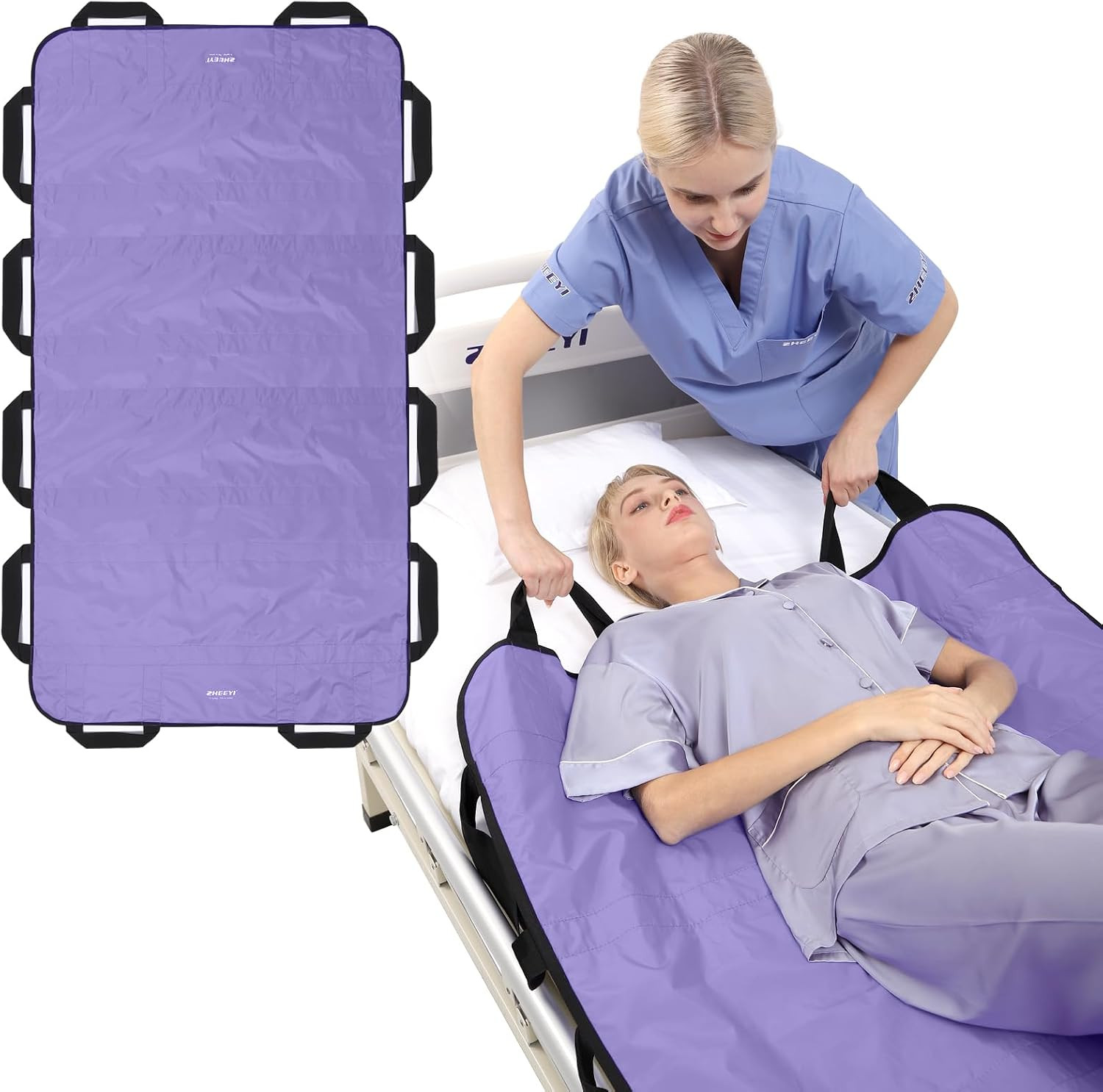 Bed Positioning Pad with Reinforced Handles 63″ X 40″ Washable Patient Transfer