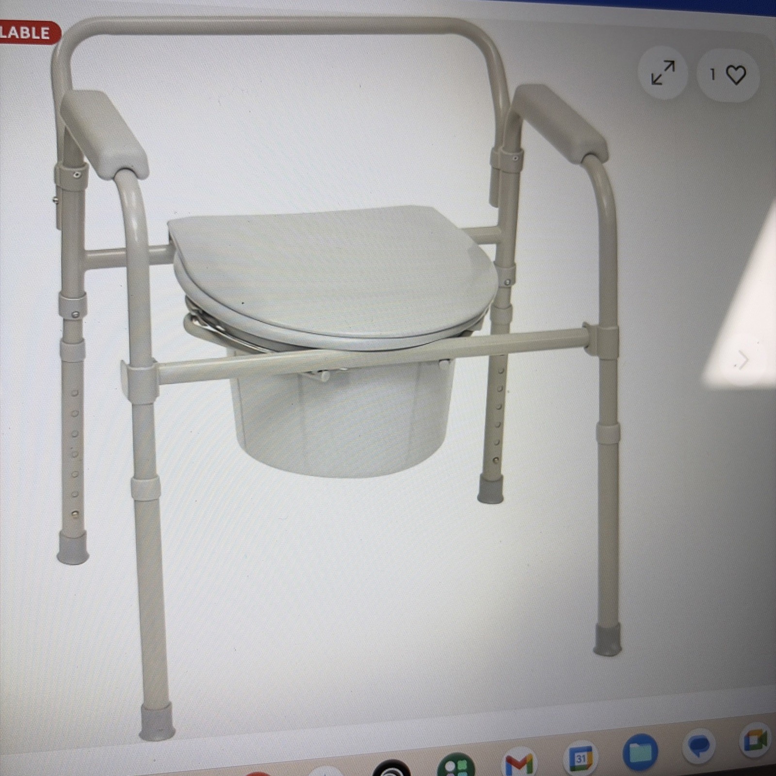 ProBasics 3-in-1 Folding Commode Chair Full Seat 350 lb Capacity Portable Self-C