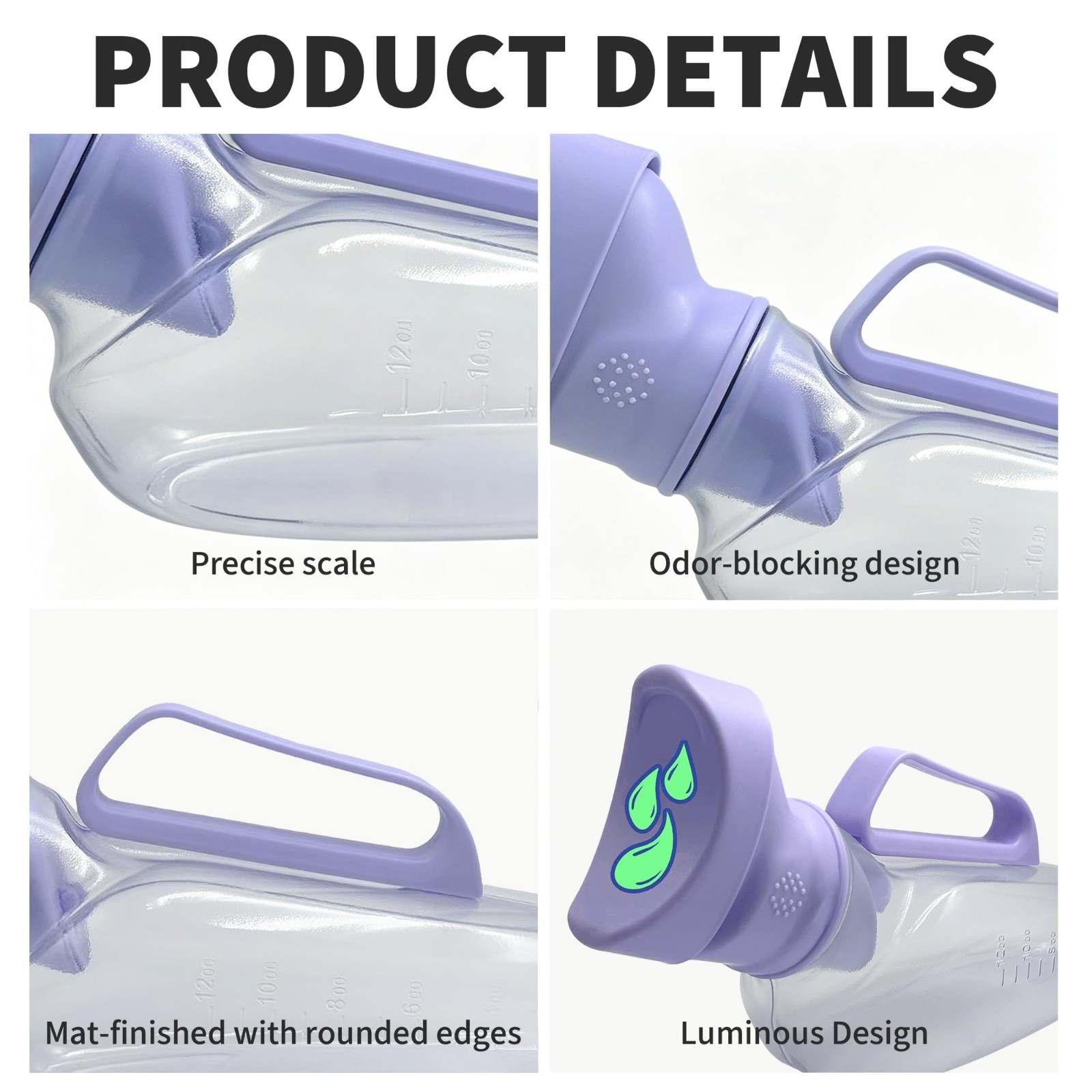 Portable Female Urinal for Women, 40 oz, Soft Silicone, Anti-Leak, Splash Proof,