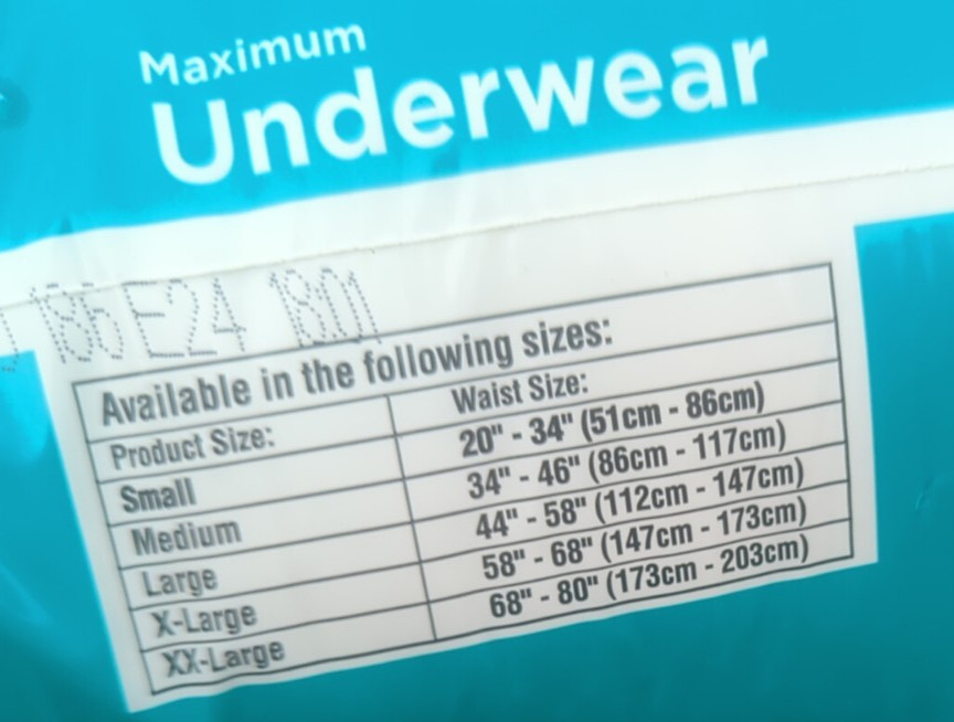 Rely Incontinence Briefs Maximum Underwear 20 Pack Small Size 20″ To 34″ Waist