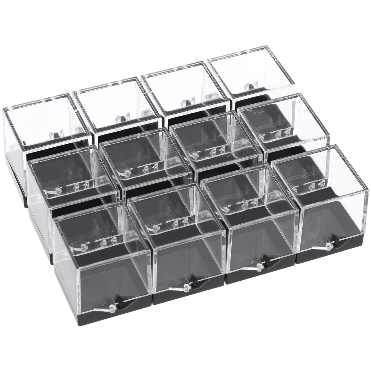 12Pcs Clear Plastic Mineral Specimen Storage Boxes with Lids Square 1.37 Inch…