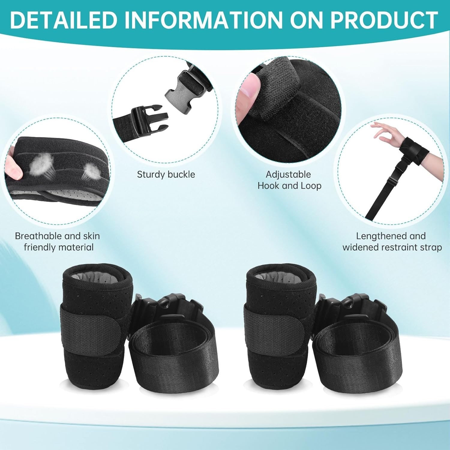 Multifunctional Patient Restraints – Easy Attachment for Enhanced Safety, 2PCS