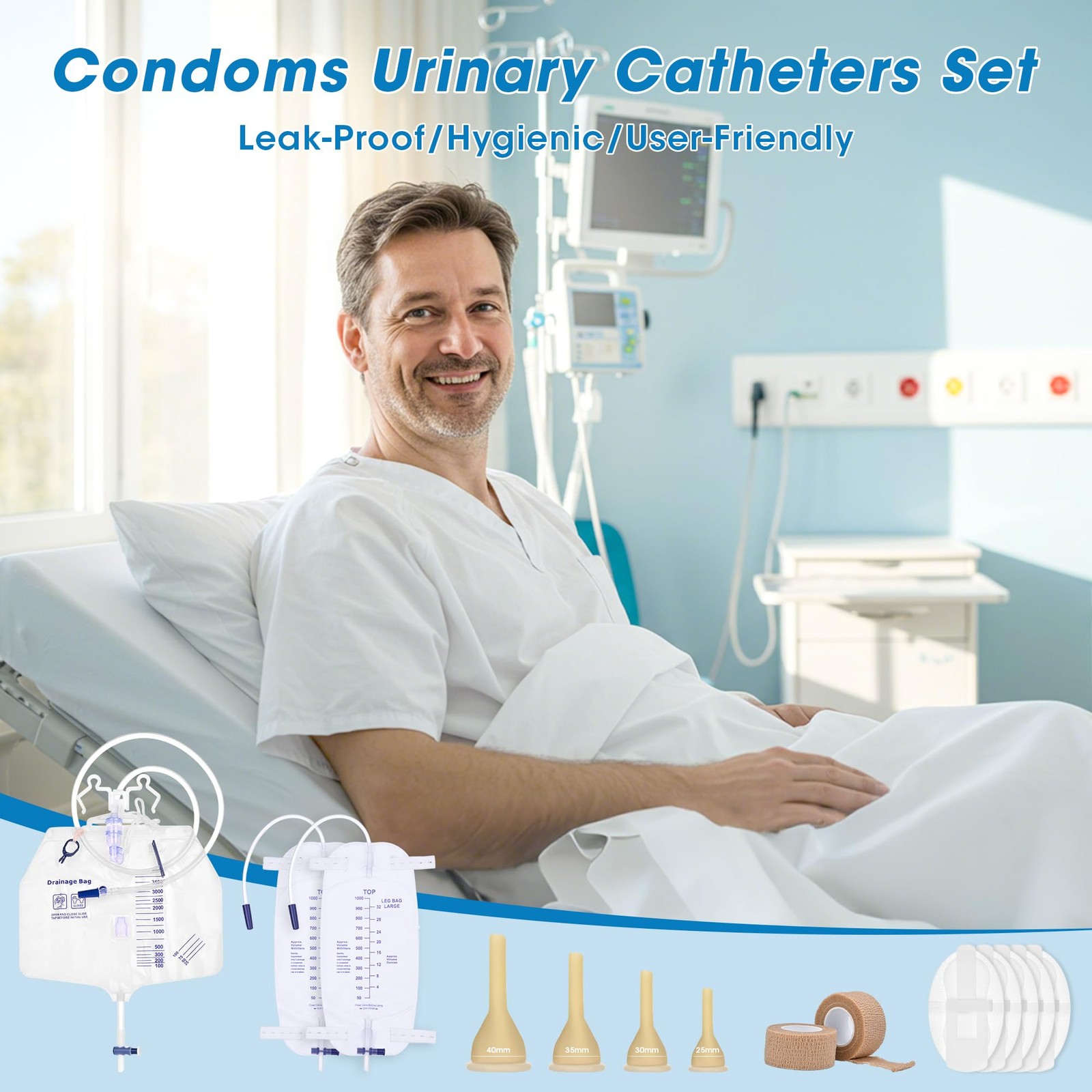 External Condom Catheters for Elderly Men Age 80, 20 Soft Latex, 5 Catheter S…