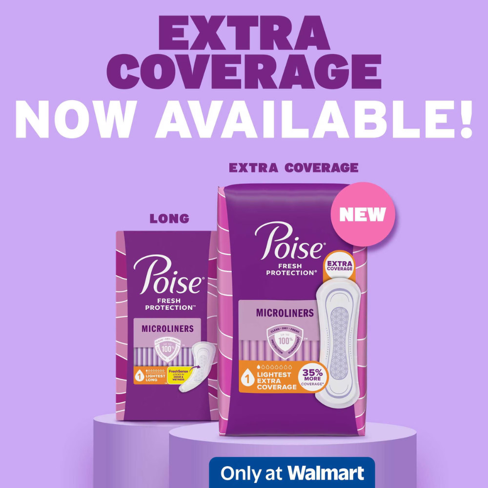 Poise Microliners Incontinence Liners, Long, 1 Drop Lightest, 50 Count x 6 Pack