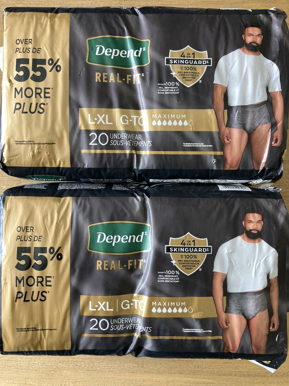2 Real Fit Depend Diapers Underwear Disposable Maximum Absorb Large XL 20 Each