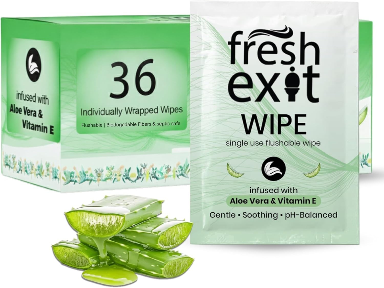 Flushable Adult Wipes 36 Ct Individually Wrapped Biodegradable Travel Size