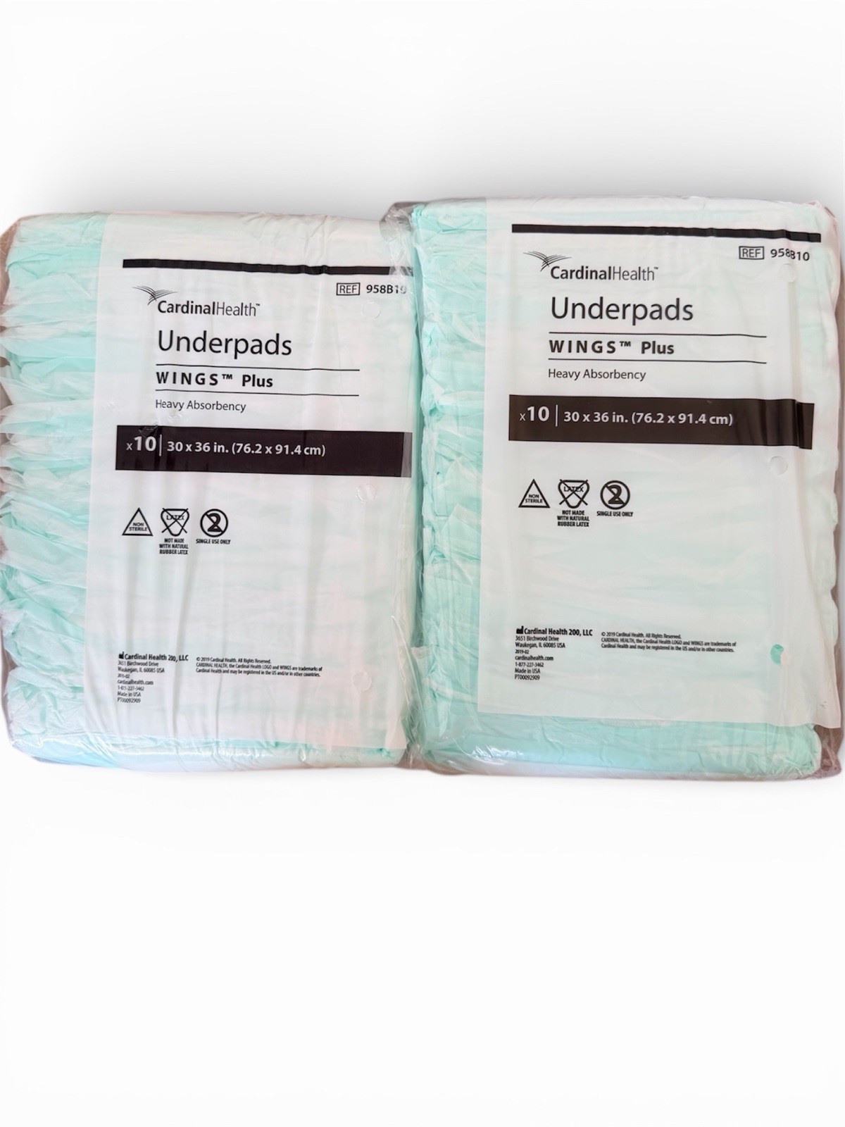 Cardinal Health Underpads Wings Plus Heavy Absorbency 10 pack, 30”x36”