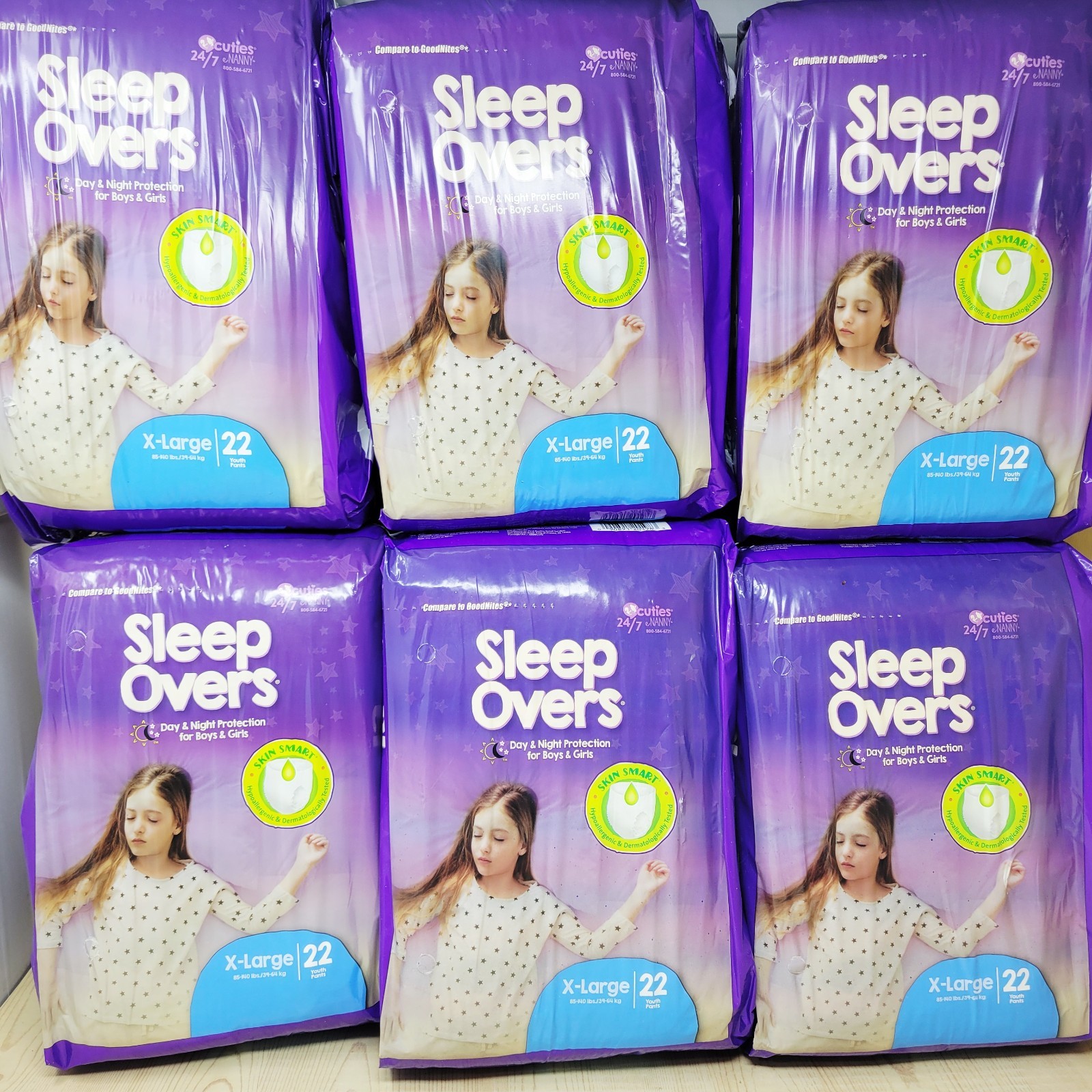 Sleep Overs Youth Underwear X-Large 85-140 lbs 6 Packs 22 Ct -132 Total Garments