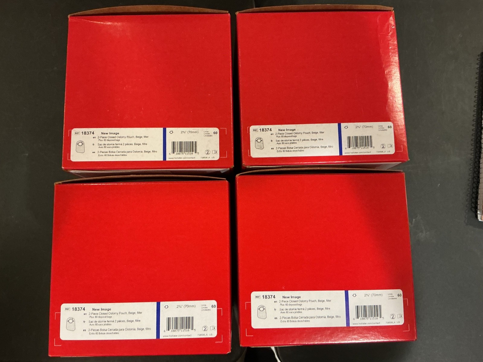 240 (4 boxes of 60) Hollister 18374 New Image Closed Ostomy Pouch
