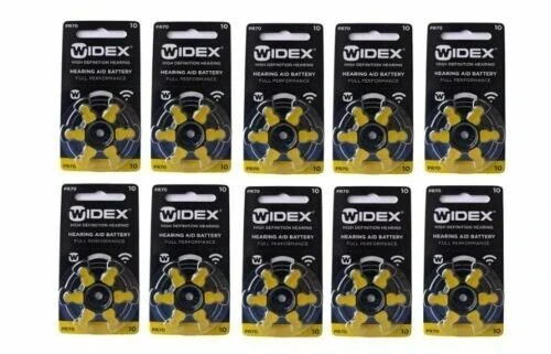 Widex hearing aid battery Size 10 (PR70) (10 X 6 =60 Batteries)