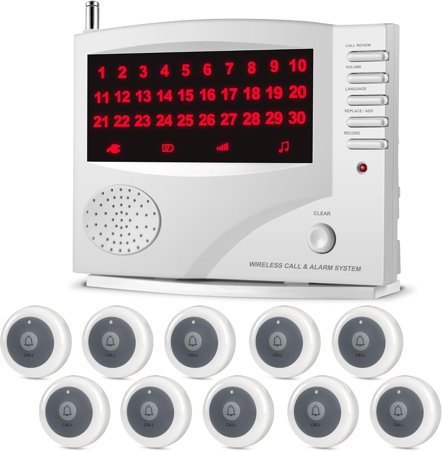 Wireless Calling System, Caregiver Pager for Nurses Station, 10 Waterproof Call