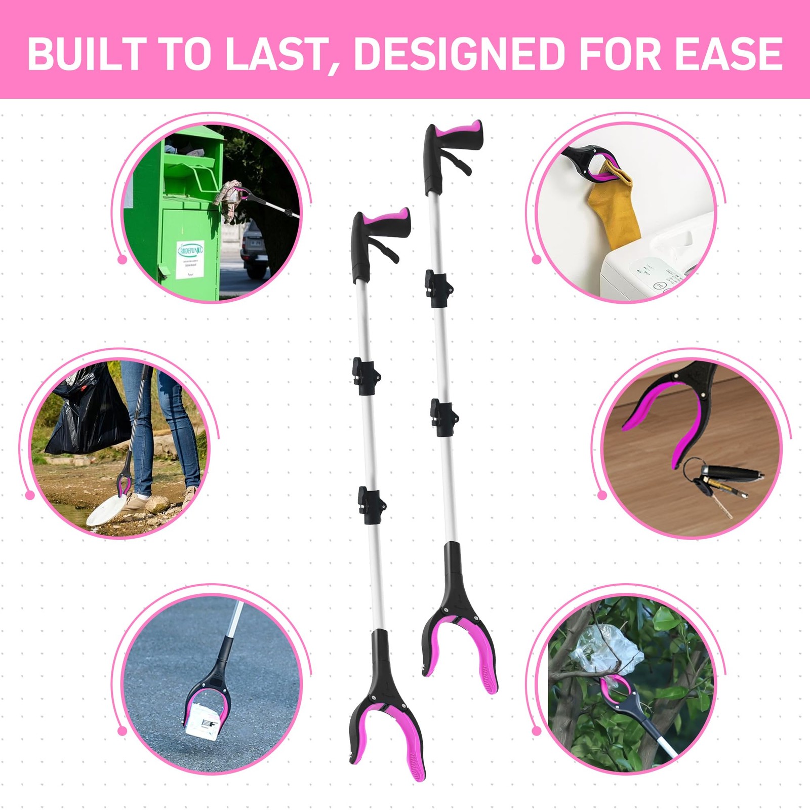 Grabber Reacher Tool for Seniors, 36″ Foldable Reacher Grabbers Pickup Stick …