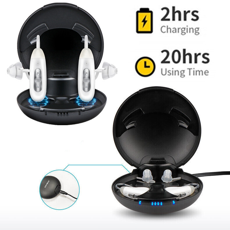 JINGHAO Hearing Aid Hearing Loss Rechargeable BTE Ear Aids Open Fits Earplugs US