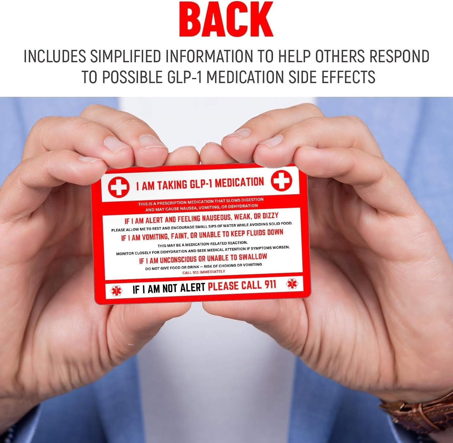 GLP Medical Alert Wallet Card for Emergency & Medication Awareness, Set of 2