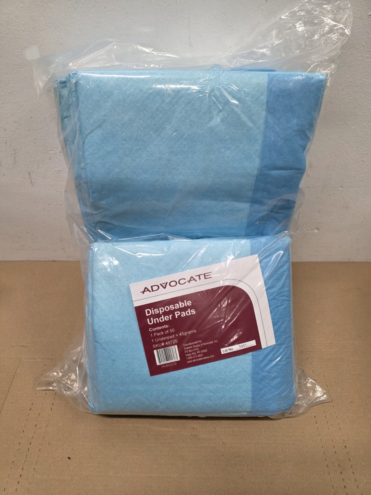 Advocate 50 Pads Adult Urinary Incontinence Disposable Underpads