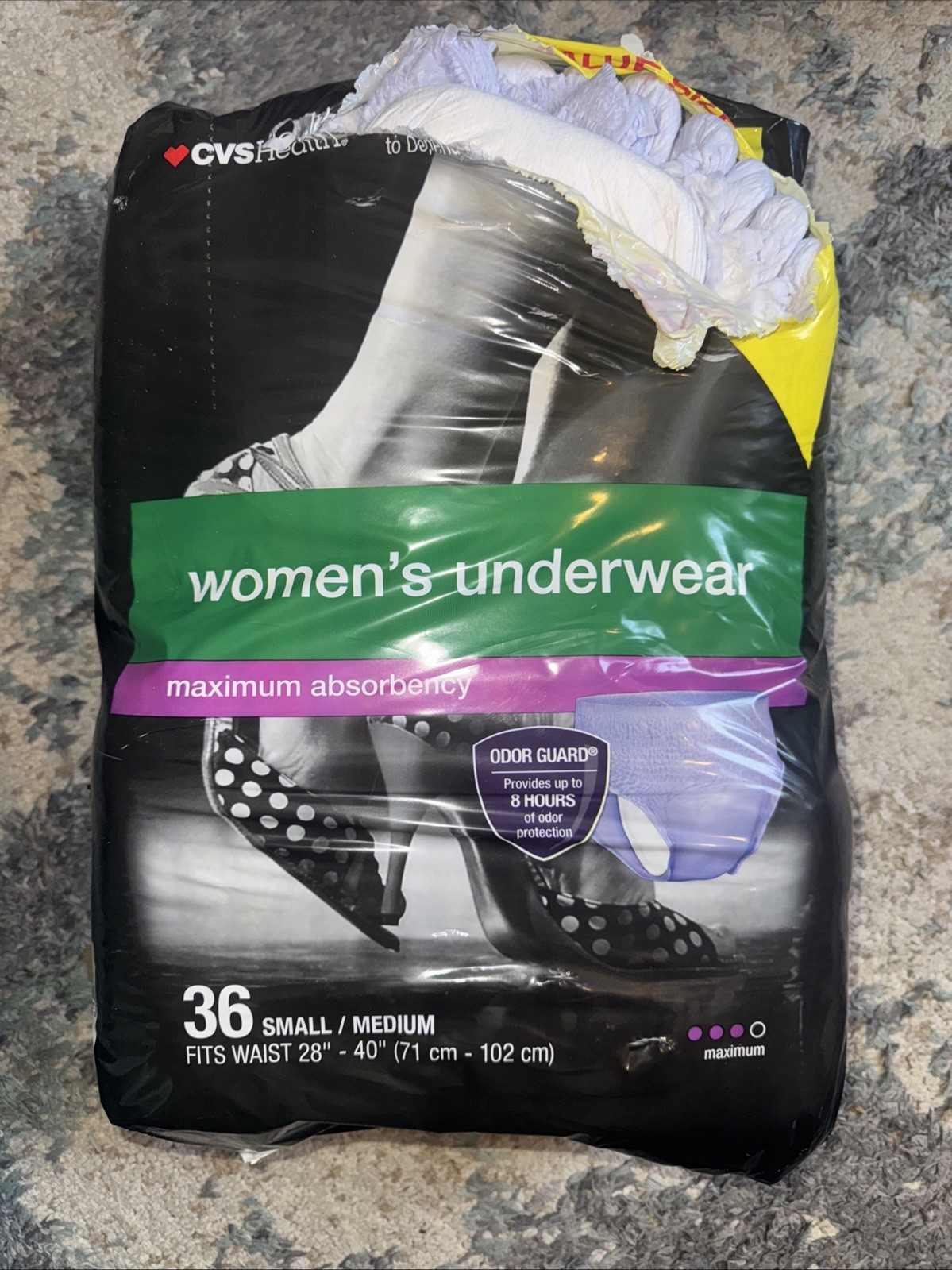 CVS Womens size Small/ Medium. 36pack Disposable Underwear MAXIMUM ABSORB!