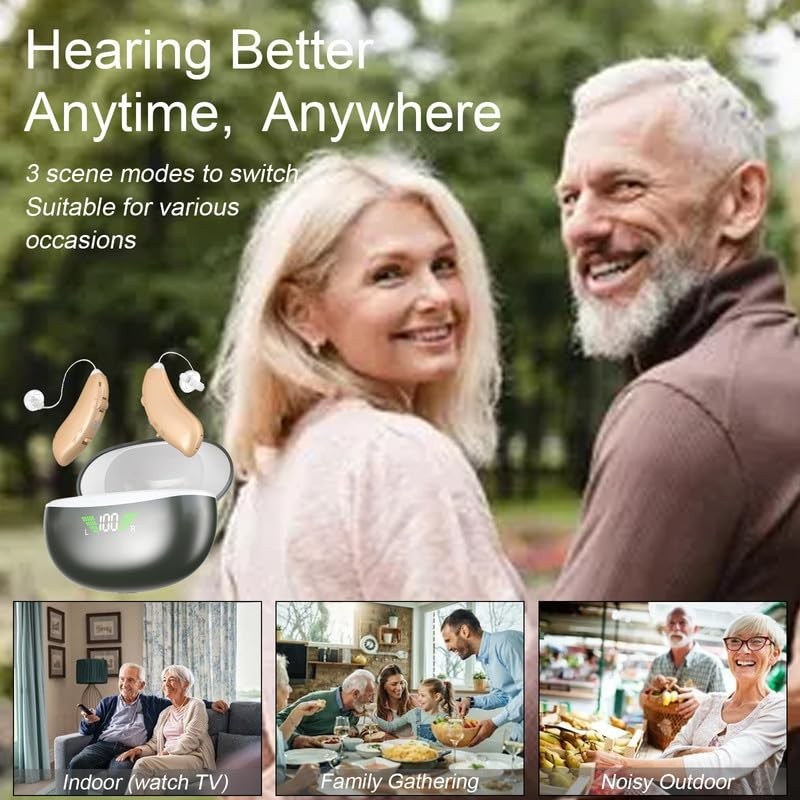 Digital RIC Hearing Aids, Both, Charging Box, Beige, Clear/Nature/Simple I.48