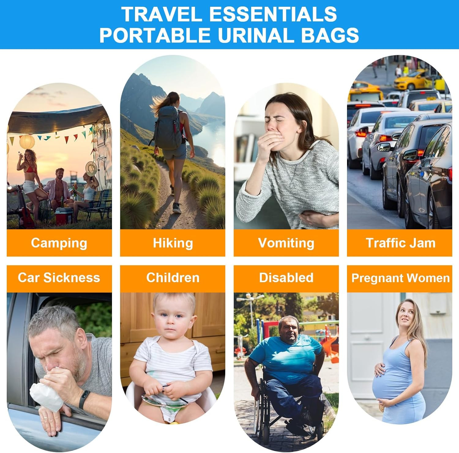 Disposable Urine Bags 12 Pcs, 900ML Pee Bags for Travel for Women and Men, Emerg