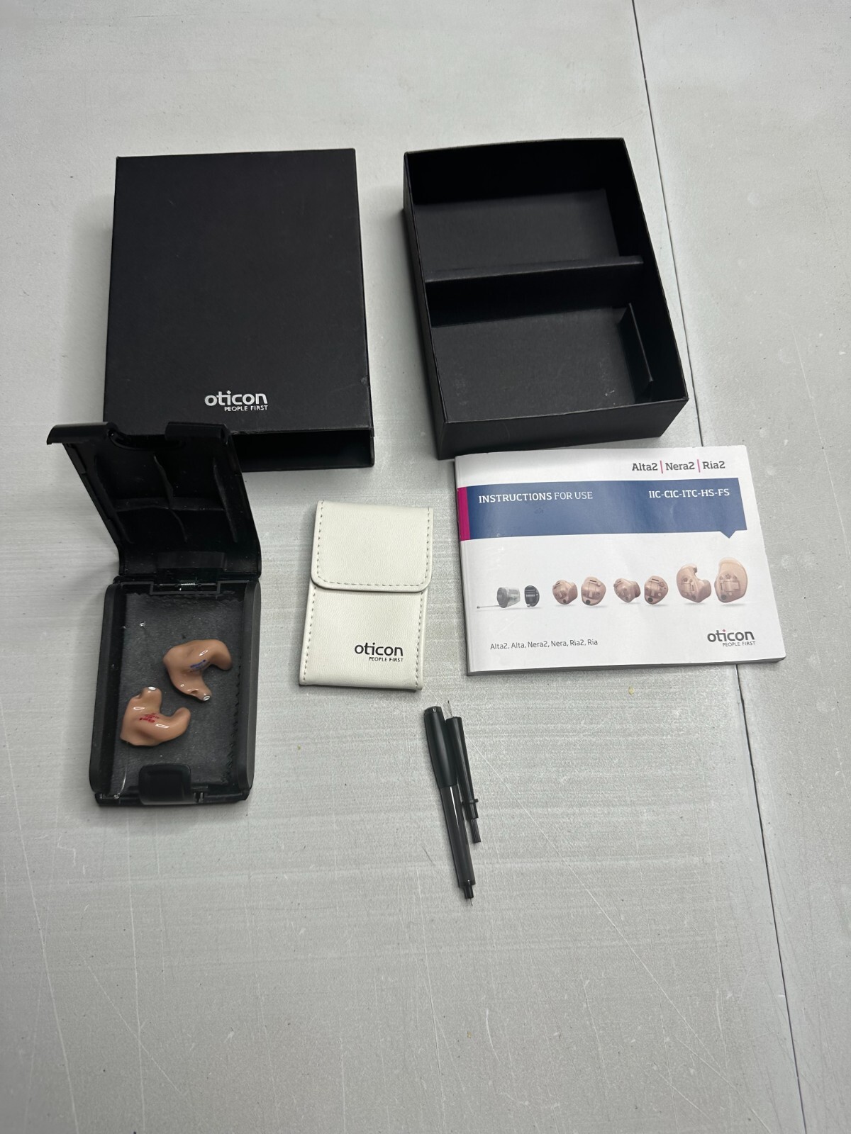 Oticon A/S Hearing Aid Beige Left and Right Atga2 Nera2 Ria2 0543 0682