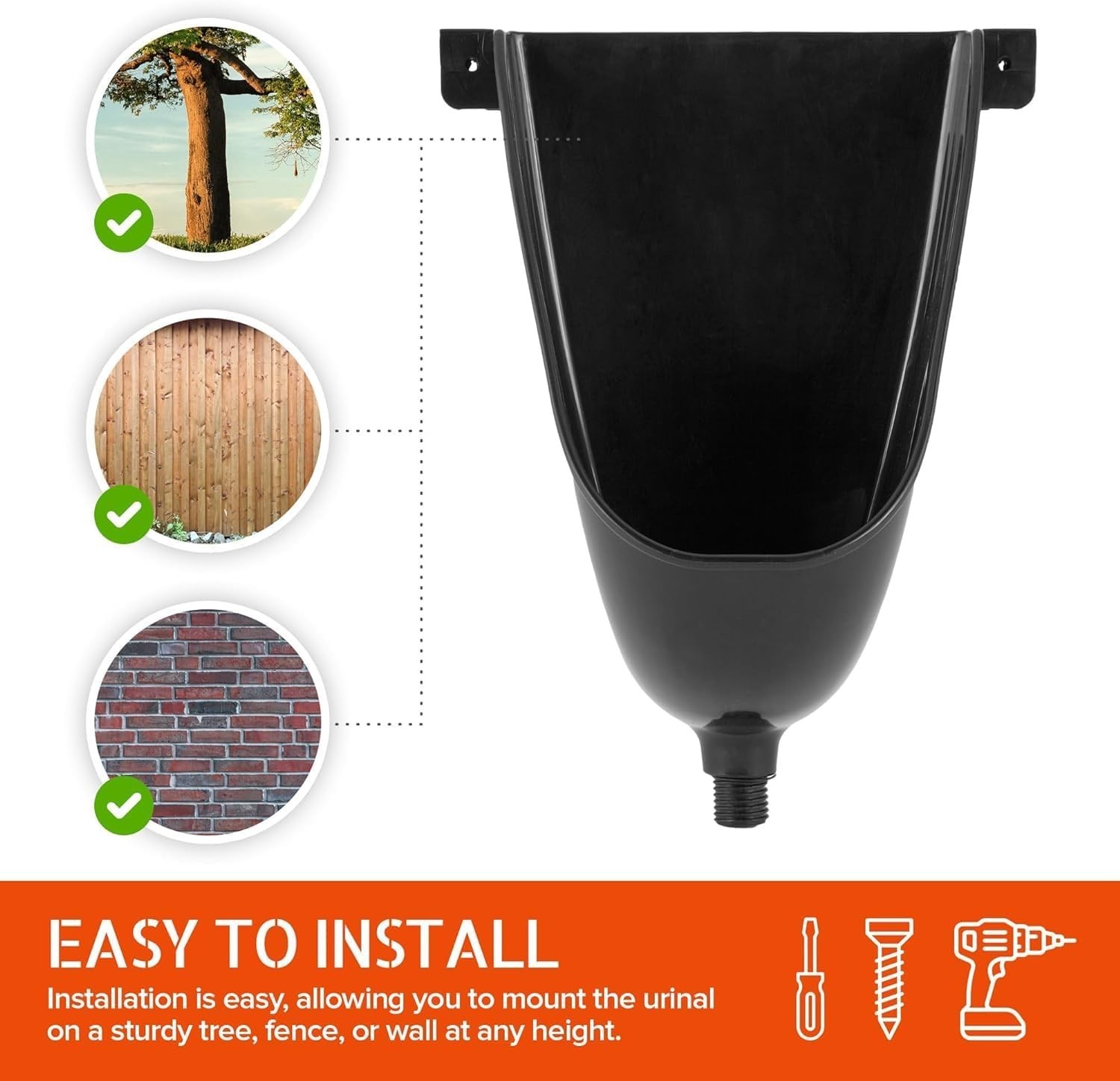 Waterless Urinal for Men Black, Plastic Urinals for Men’s Garage, Shed, or Ba…