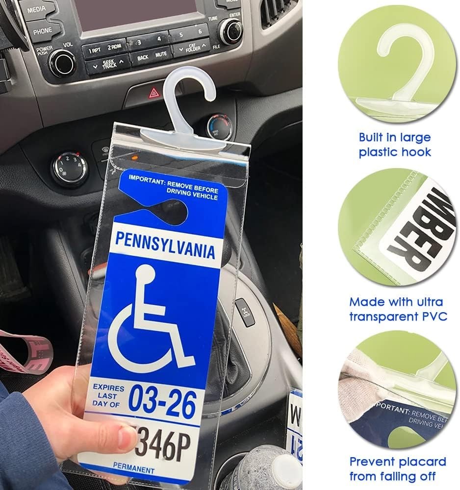 High-Quality Clear Plastic Handicap Tag Holder – Easy Transfer & Display, 2 Pack